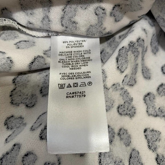 Ann Taylor Factory black knit top snow Leopard print blouse with a belt size SP - Picture 4 of 9